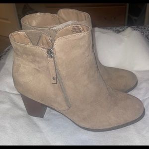 Brand New Never Worn Beige Suede Booties.